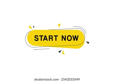 Start now banner vector modern label element design. web or marketing template.