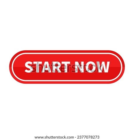 Start Now Button In Red Rounded Rectangle Shape with White Line For Website Promotion Subscribtion Member
