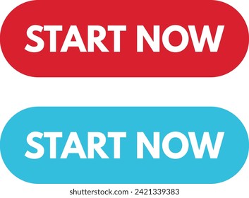Start now buttons in red and blue colors . Start now web button set vector