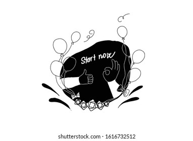 start now illustration vector for web design