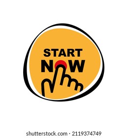 start now sign on white background