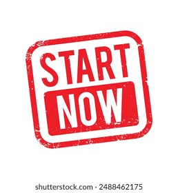 Start Now text grunge rubber stamp concept. Vector isolated on white background