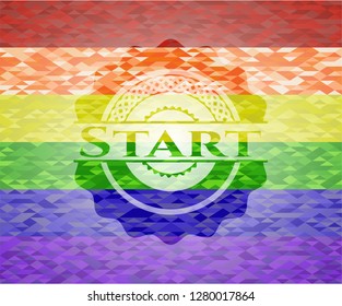 Start on mosaic background with the colors of the LGBT flag
