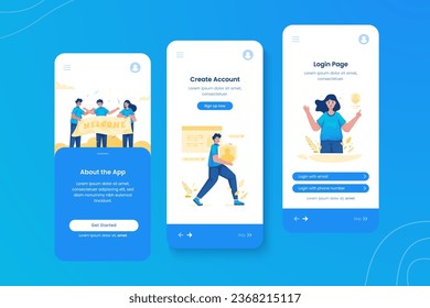 Start page login create account page illustration onboard mobile ui screen template