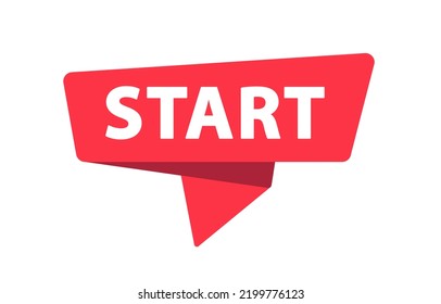 Start - Paper Speech Bubble. Vector Stock Illustration