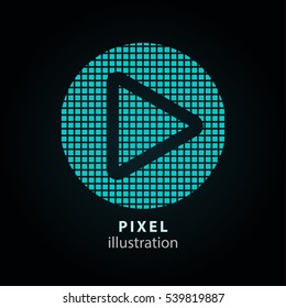 Start - pixel icon. Vector Illustration. Design logo element. Isolated on black background. It is easy to change to any color.