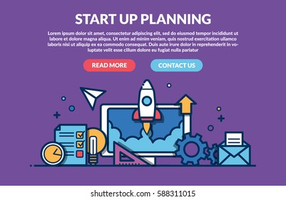 Start Up Planning Concept for web page. Vector illustration