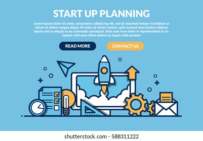 Iniciar Concepto de Planificación para la página Web. Ilustración del vector