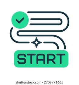 Startpunkt-Liniensymbol, Umrisssymbol für Routenanfang, Trip-Initiation, Kartenursprung, Navigationsmarkierung und Reisetaste. Vektorsymbol.