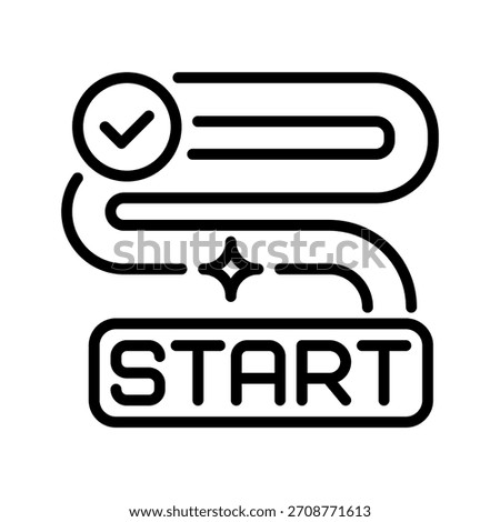 Start Point Line Icon, Outline Symbol for Route Beginning, Trip Initiation, Map Origin, Navigation Marker, and Travel Kickoff. Vector Sign Icon.