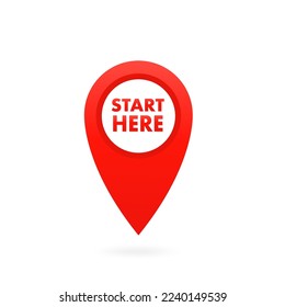 Start pointer - button (call to action). A pointer on the map with a marker of your location. Pointers flat icon. On a white isolated background. Vector illustration