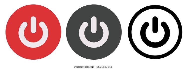 Start power icon. Power icon set isolated on white background. Power button. ON and OFF set icons.