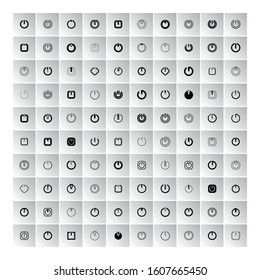 start and power icons in gray square buttons set
