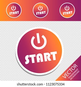 Start Power Retro Hipster Buttons - Colorful Vector Illustration - Isolated On Transparent Background