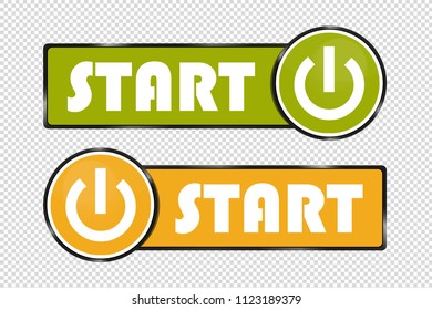 Start Power Square And Circle Buttons - Green And Yellow Vector Illustration - Isolated On Transparent Background - Powered by Shutterstock - Get 15% off with code: PIKWIZARD15