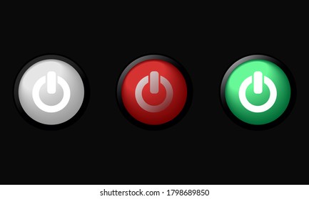 Símbolo del icono de encendido. Botón de apagado o encendido/apagado. Conjunto de botones. Diseño sencillo para la web o el icono de aplicación móvil conjunto en concepto de diseño moderno. Vector de ilustración