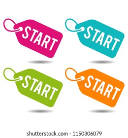 Start Price Tags Banner. Flat Button Eps10 Vector Illustration.