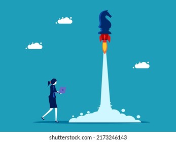 Start a proactive business strategy. The chess horse soared into the sky. Finance and Investment