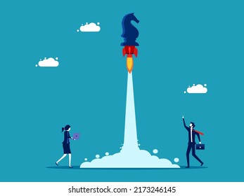 Start a proactive business strategy. The chess horse soared into the sky. Finance and Investment