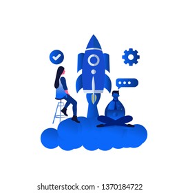 Start Up Project- Flat vector illustration. Creative business, customized vector design.