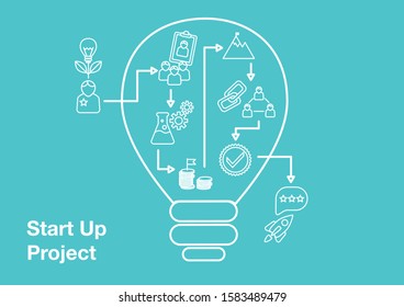 Start Up Project Infographic Design Elements in Linear Style 