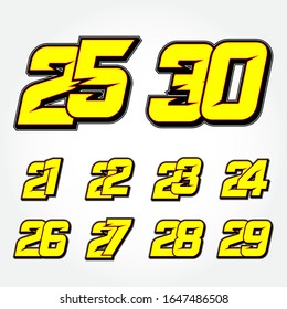 Start Race Number Set Vector Template