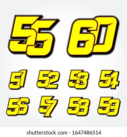 Start Race Number Set Vector Template