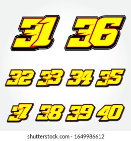 Start Race Number Set Vector Template 