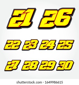 Start Race Number Set Vector Template 