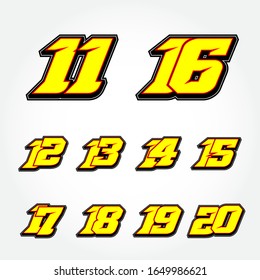 Start Race Number Set Vector Template 