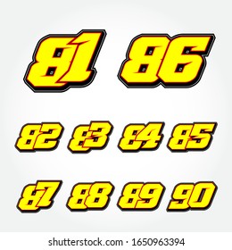Start Race Number Set Vector Template