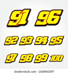 Start Race Number Set Vector Template