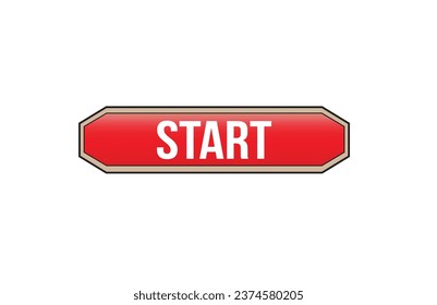 Start red ribbon label banner. Open available now sign or Start tag.