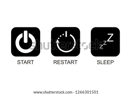 Start restart and sleep button icon vector