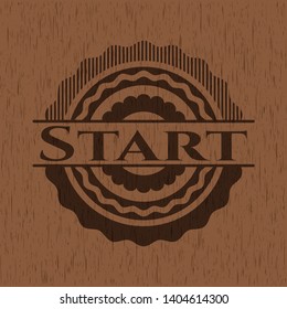 Start retro style wood emblem. Vector Illustration.