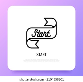 Start ribbon thin line icon. Modern vector illustration.