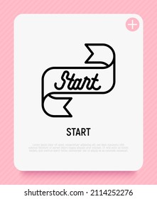 Start ribbon thin line icon. Modern vector illustration.