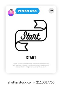 Start ribbon thin line icon. Modern vector illustration.