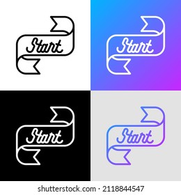 Start ribbon thin line icon. Modern vector illustration.
