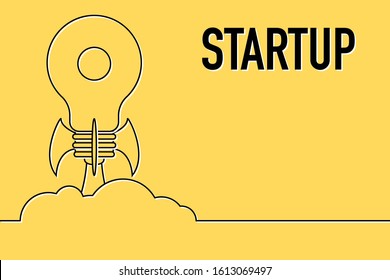 start up rocket bulb yellow background vector illustration