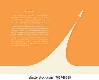 Start of the rocket / start up business project. Vector illustration on orange background.