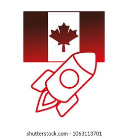 start up rocket flying with canadian flag