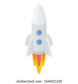 Start up rocket icon. Isometric of start up rocket vector icon for web design isolated on white background