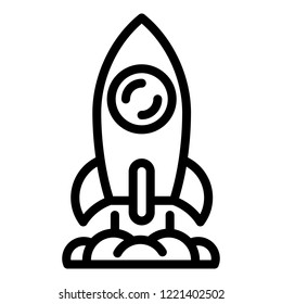 Start up rocket icon. Outline start up rocket vector icon for web design isolated on white background