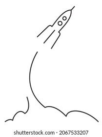 Start rocket launch concept Startup company. line Vector illustration