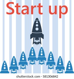 Start up with rocket and lines france background