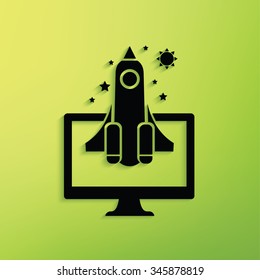 
Start up rocket on green background,clean vector