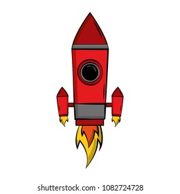 start up rocket pop art style