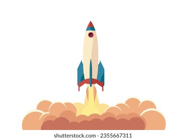 Start up rocket project concept. Concept of business start-up, boost or success