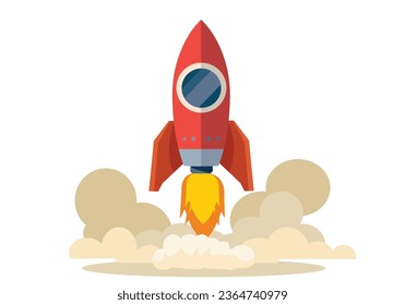 Start up rocket project concept. Concept of business start-up, boost or success 